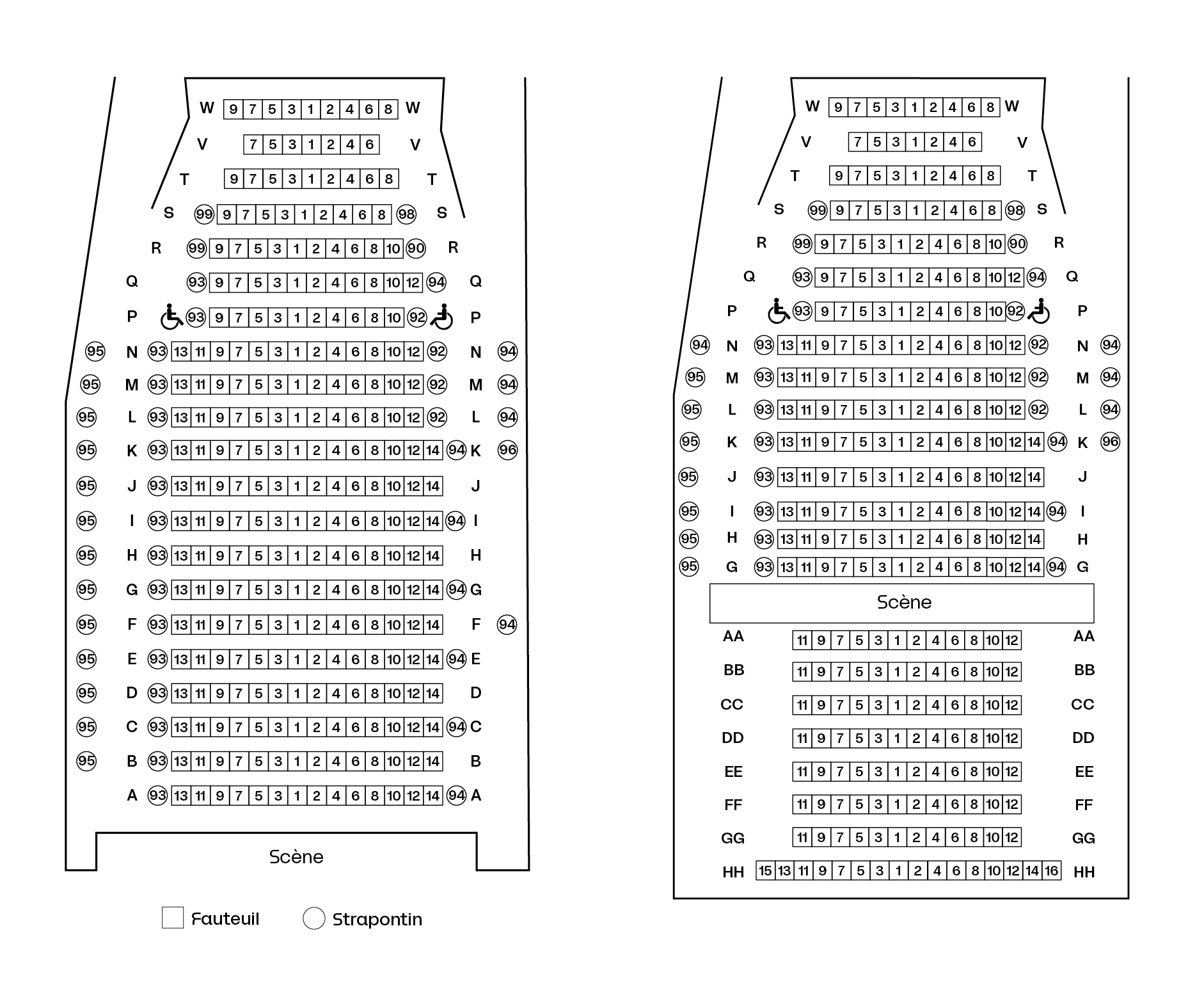 Plan de salle du Théâtre du Vieux-Colombier
