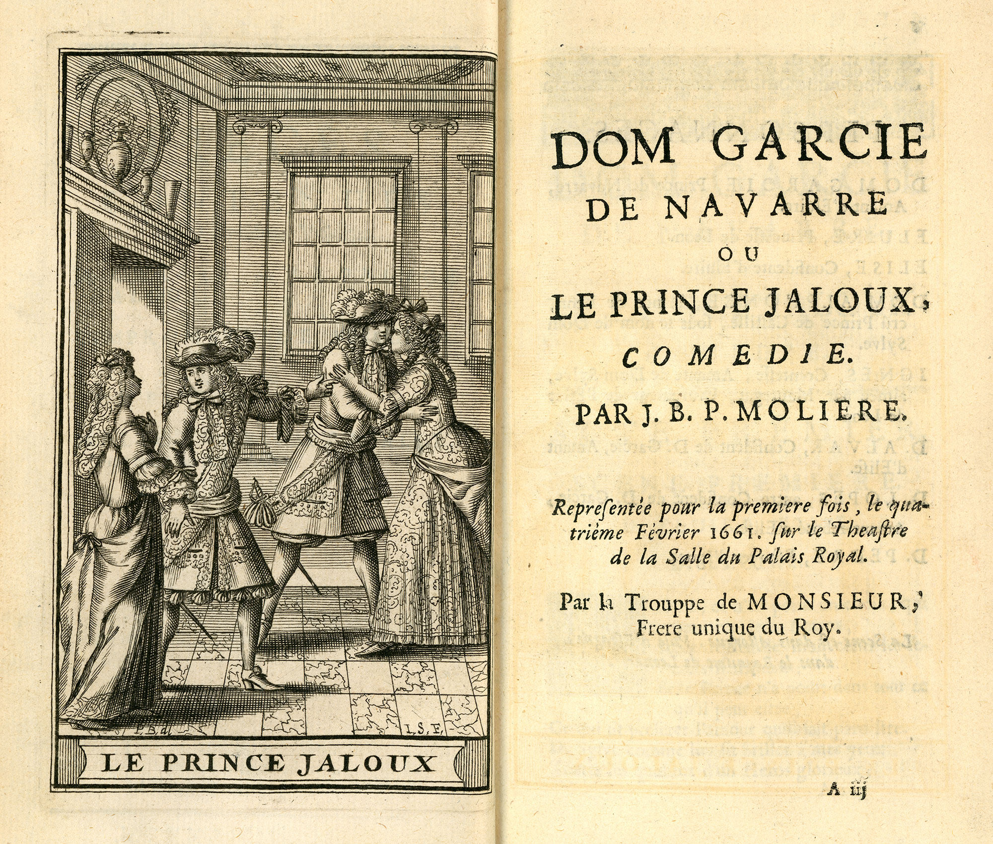 Frontispice et page de texte de la pièce