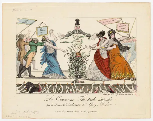 La Couronne théâtrale disputée, caricature