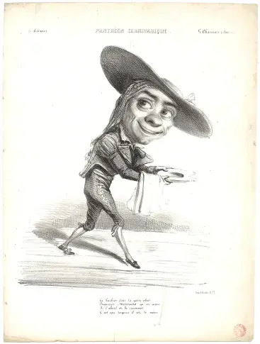 Monrose dans Le Barbier de Séville, caricature