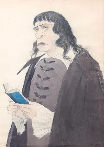 Jean Yonnel dans "Le Tartuffe", dessin de Nikolaï Sokolov