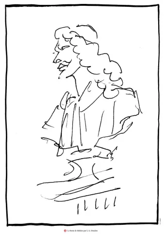 Buste de Molière / dessin de Cabu