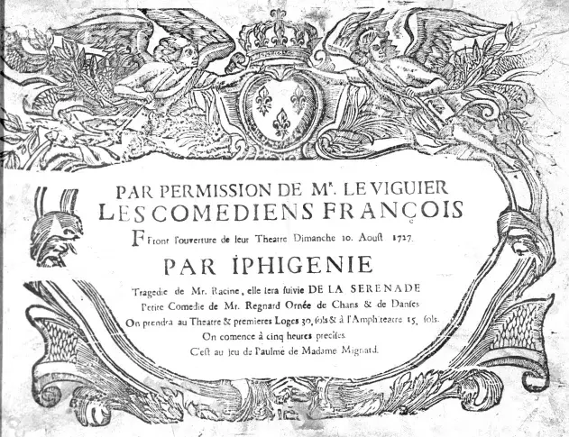 Affiche du 10 août 1727
