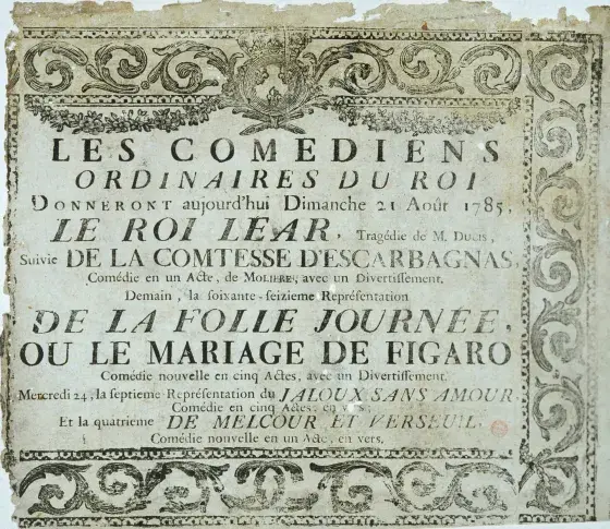 Affiche du 21 août 1785