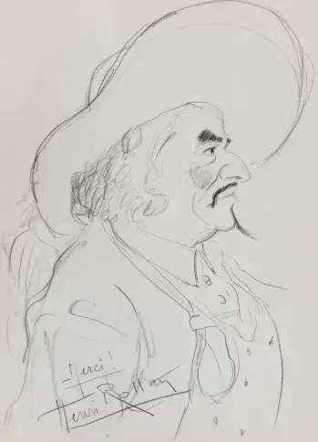 Henri Rollan dans "Le Bourgeois gentilhomme", dessin de Nikolaï Sokolov