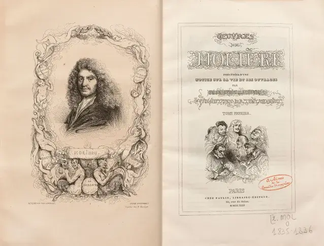 Œuvres de Molière : frontispice et page de titre, 1835