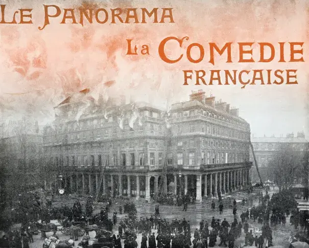 Couverture du numéro spécial du "Panorama dramatique" consacré à l’incendie de la salle Richelieu, 1900