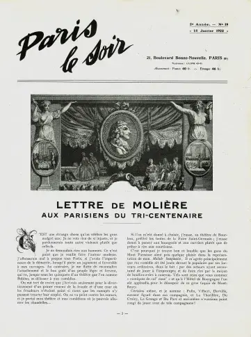 Lettre de Molière aux parisiens du Tri-centenaire