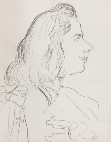 Jean Piat dans "Le Bourgeois gentilhomme", dessin de Nikolaï Sokolov