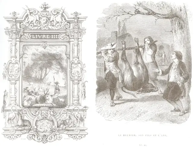Gravure des Fables : Livre III, reliée dans « Les Œuvres de J. de La Fontaine », 1877