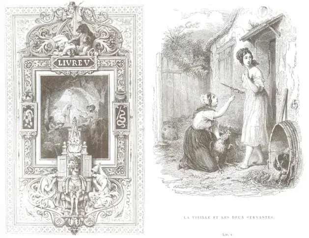 Gravure des Fables : Livre V, reliée dans « Les Œuvres de J. de La Fontaine », 1877