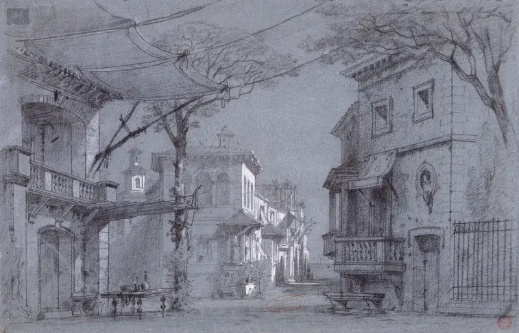 « Les Caprices de Marianne » d’Alfred de Musset : une rue / Nolau et Rubé, 1851