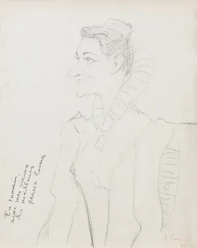 Maria Casarès dans "Marie Tudor", dessin de Nikolaï Sokolov