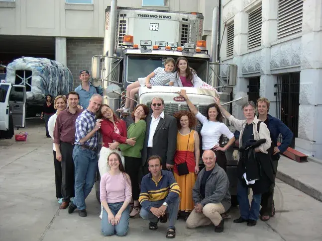 Tournée aux États-Unis, à Chicago, 2004. "Le Malade imaginaire" de Molière, départ du camion de Chicago avec toute la troupe le 20 juin 2004