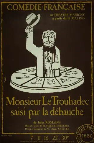 Affiche de "Monsieur Le Trouhadec saisi par la débauche", 1975, Théâtre Marigny