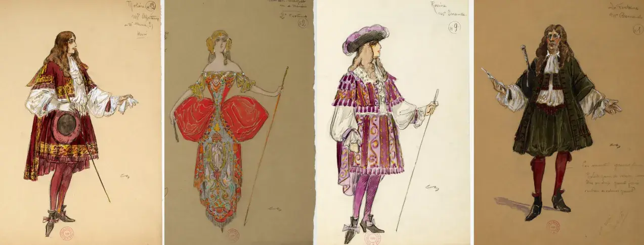 Maquettes de costumes de Charles Bétout pour « Jean de La Fontaine » de Gendreau et Guillot de Saix, 1923