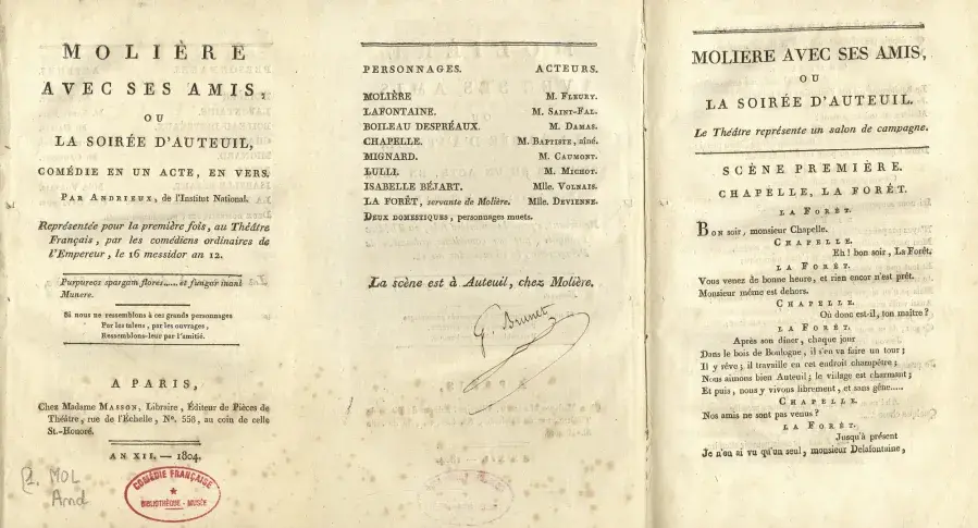 « Molière avec ses amis », par Andrieux, édition de 1804
