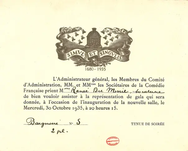 Inauguration de la nouvelle salle, 30 octobre 1935