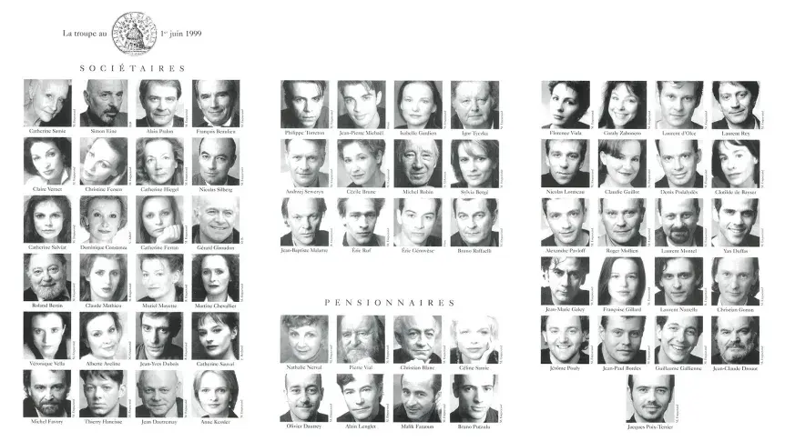 Trombinoscope de la troupe de la Comédie-Française, 1er juin 1999. Photographes multiples